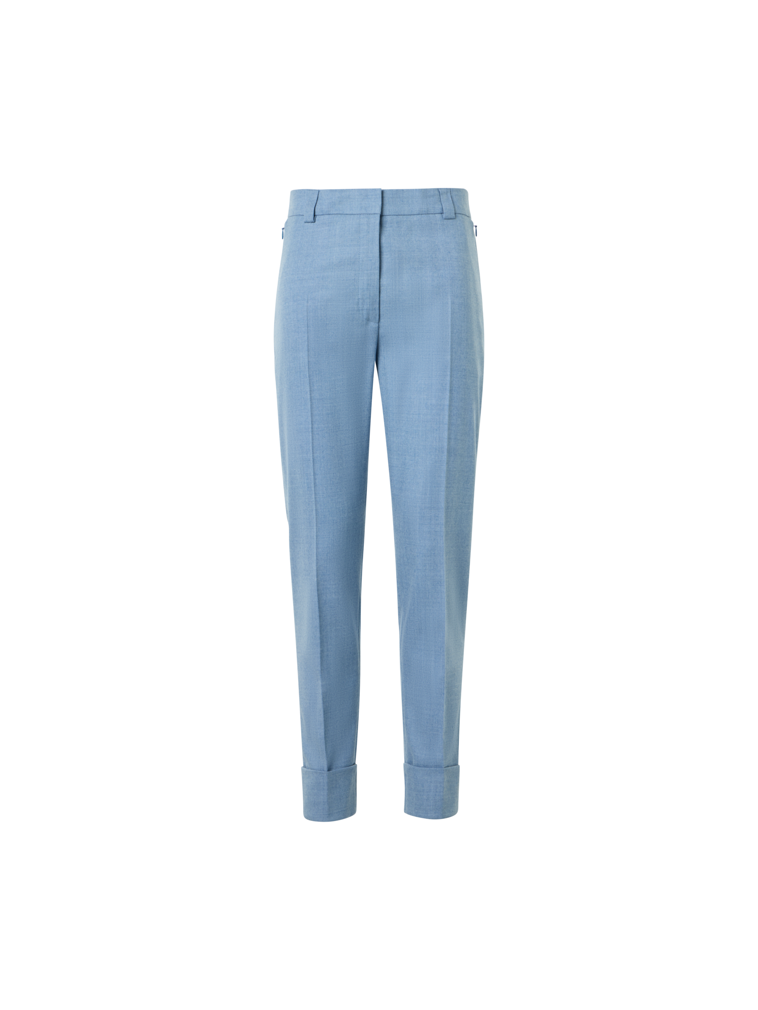 Designer Verkürzte konische Hose aus Wollflanell - Blau