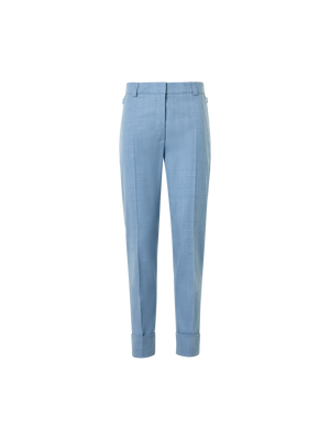 Designer Verkürzte konische Hose aus Wollflanell - Blau