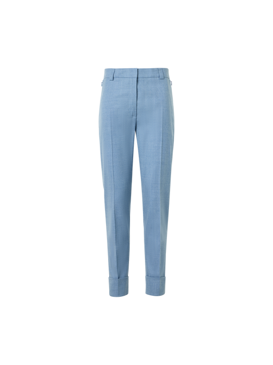 Designer Verkürzte konische Hose aus Wollflanell - Blau