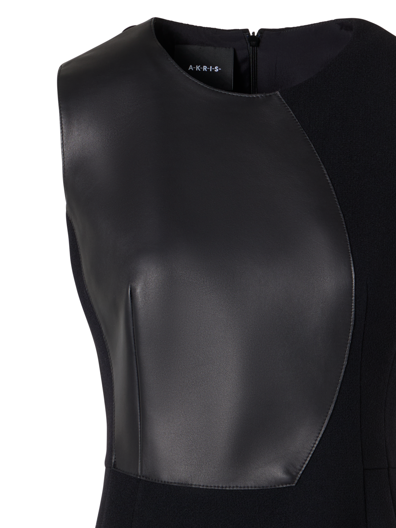 Designer Ärmelloses Etuikleid aus Wollkrepp-Doubleface - Schwarz