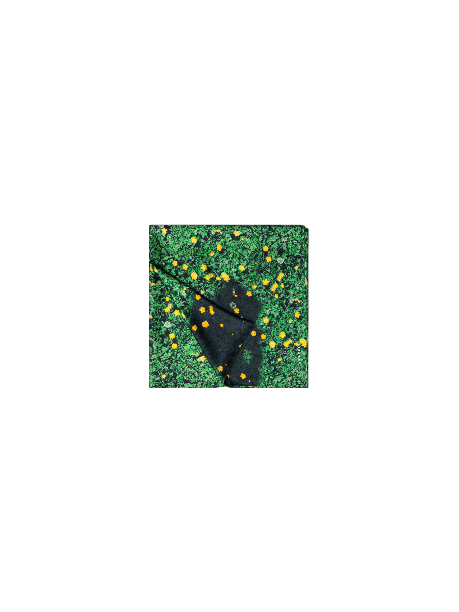Designer Schal aus Seide mit Buttercups Druck - Grün