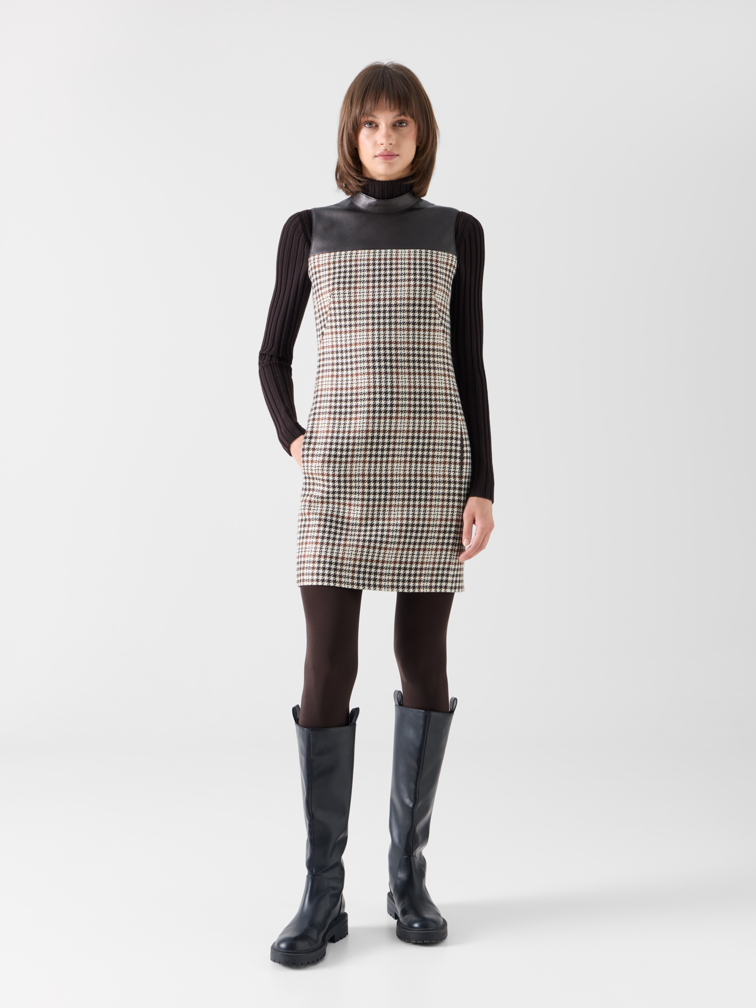 Designer Ärmelloses Mini-Etuikleid aus kariertem Tweed - Bunt 