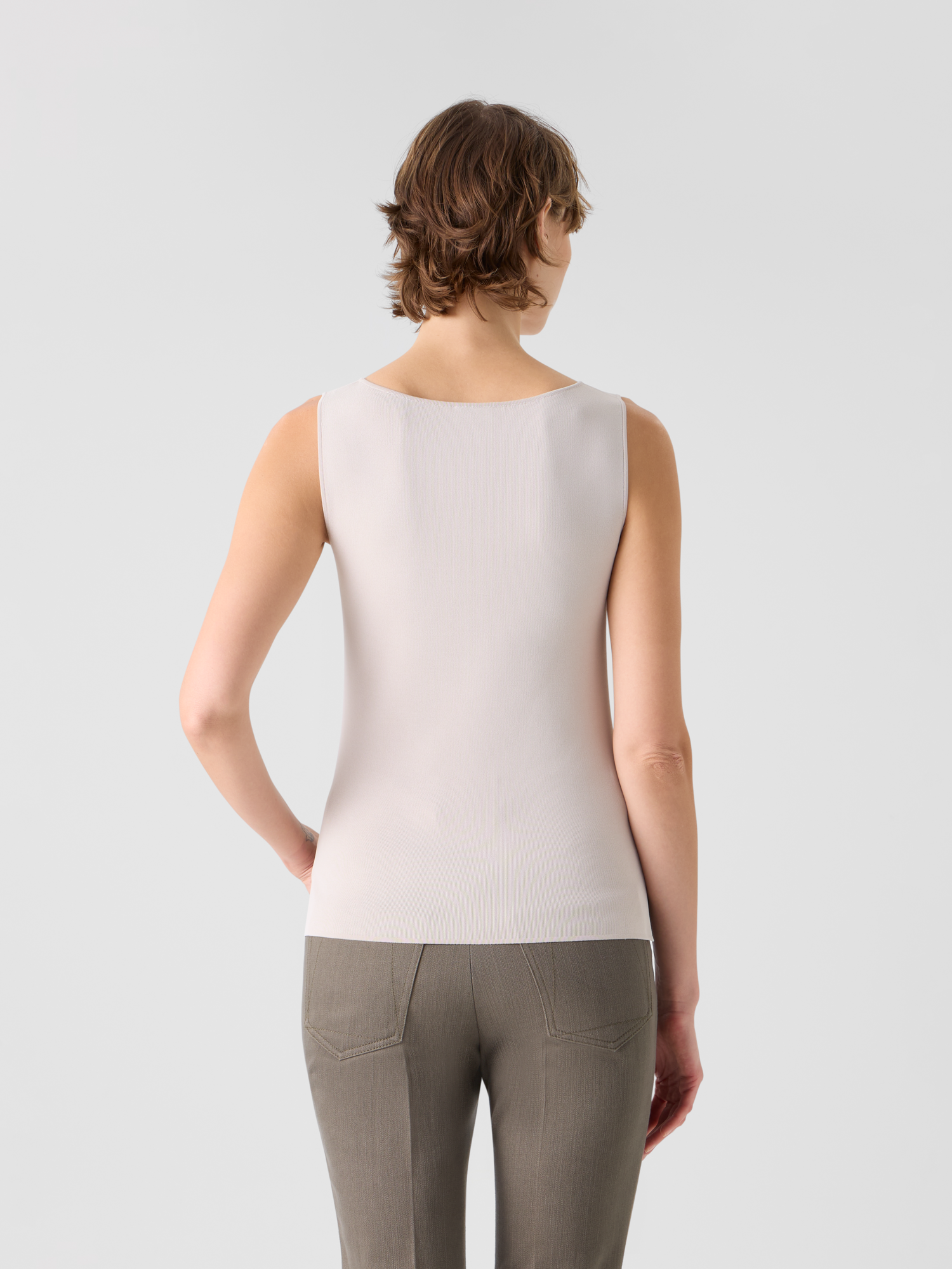 Designer Tailliertes Strick-Top aus Viskose - Beige