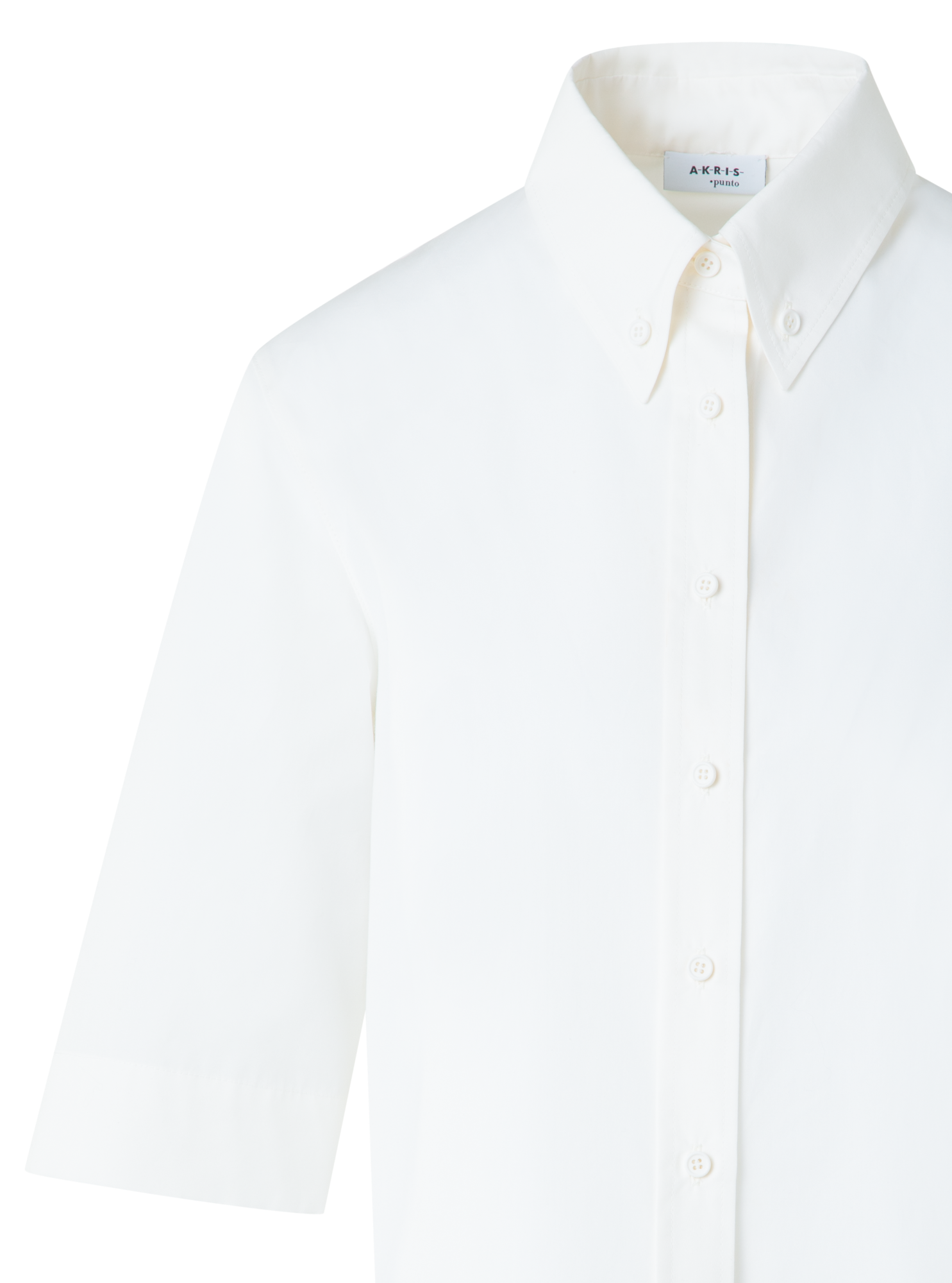 Designer Kurzärmelige Bluse aus Baumwolle - Ecru - Weiss