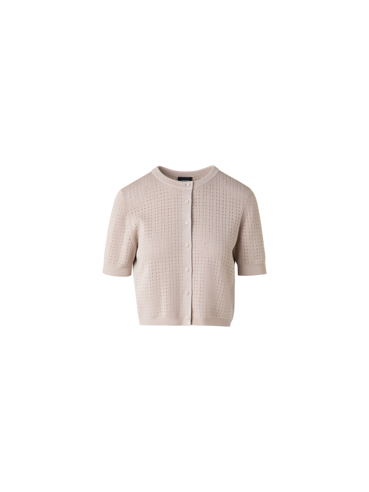 Designer Kurzärmeliger Cardigan aus Seiden-Baumwolle - Beige