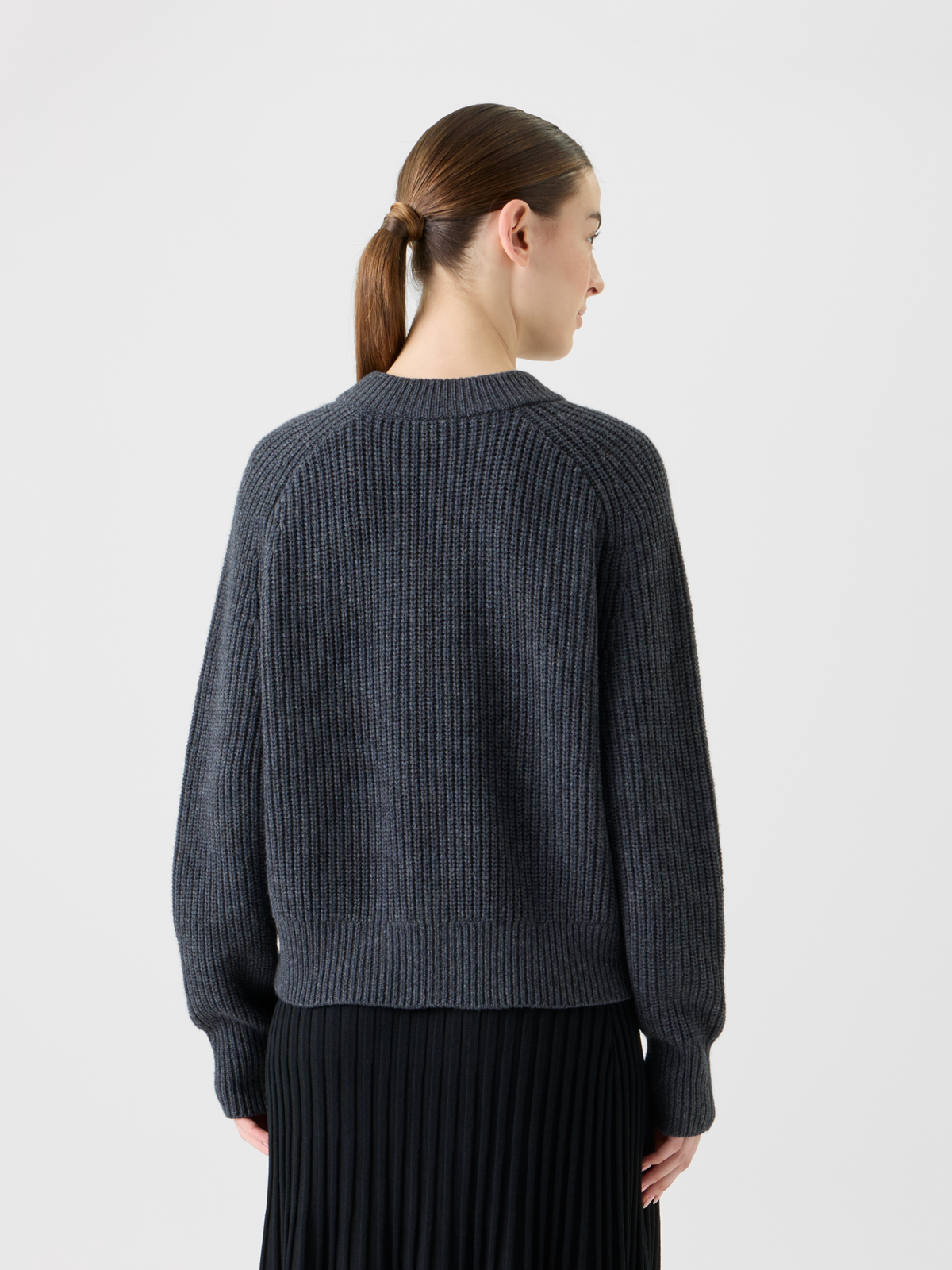 Designer Oversized Wolle Kaschmir Rippenstrick Pullover - Grau #editorial