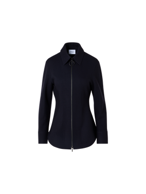 Designer Hemdjacke aus Doppelstrick-Jersey - Blau - Dunkelblau