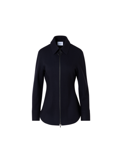 Designer Hemdjacke aus Doppelstrick-Jersey - Blau - Dunkelblau
