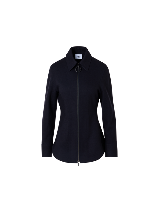 Designer Hemdjacke aus Doppelstrick-Jersey - Blau - Dunkelblau