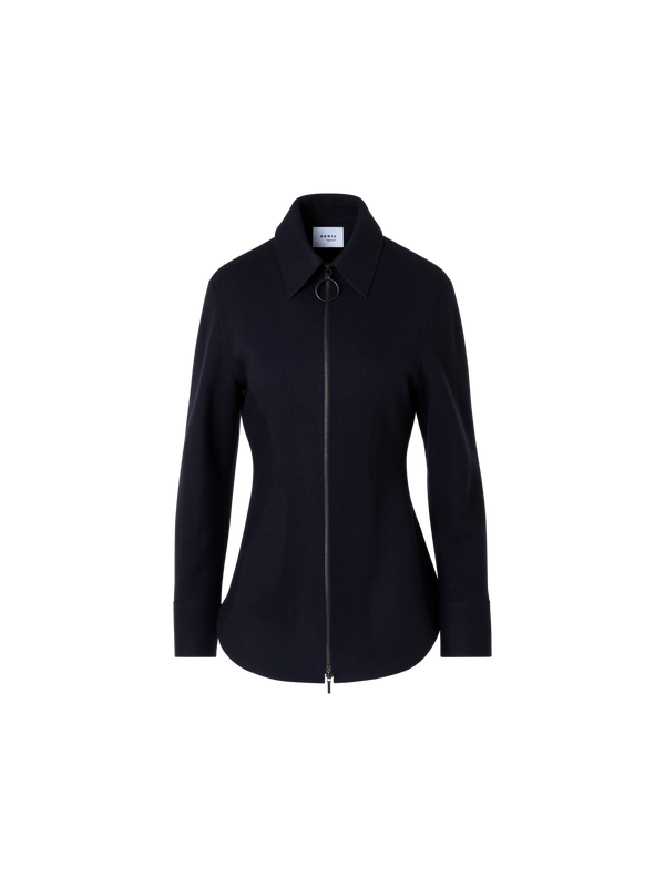 Designer Hemdjacke aus Doppelstrick-Jersey - Blau - Dunkelblau