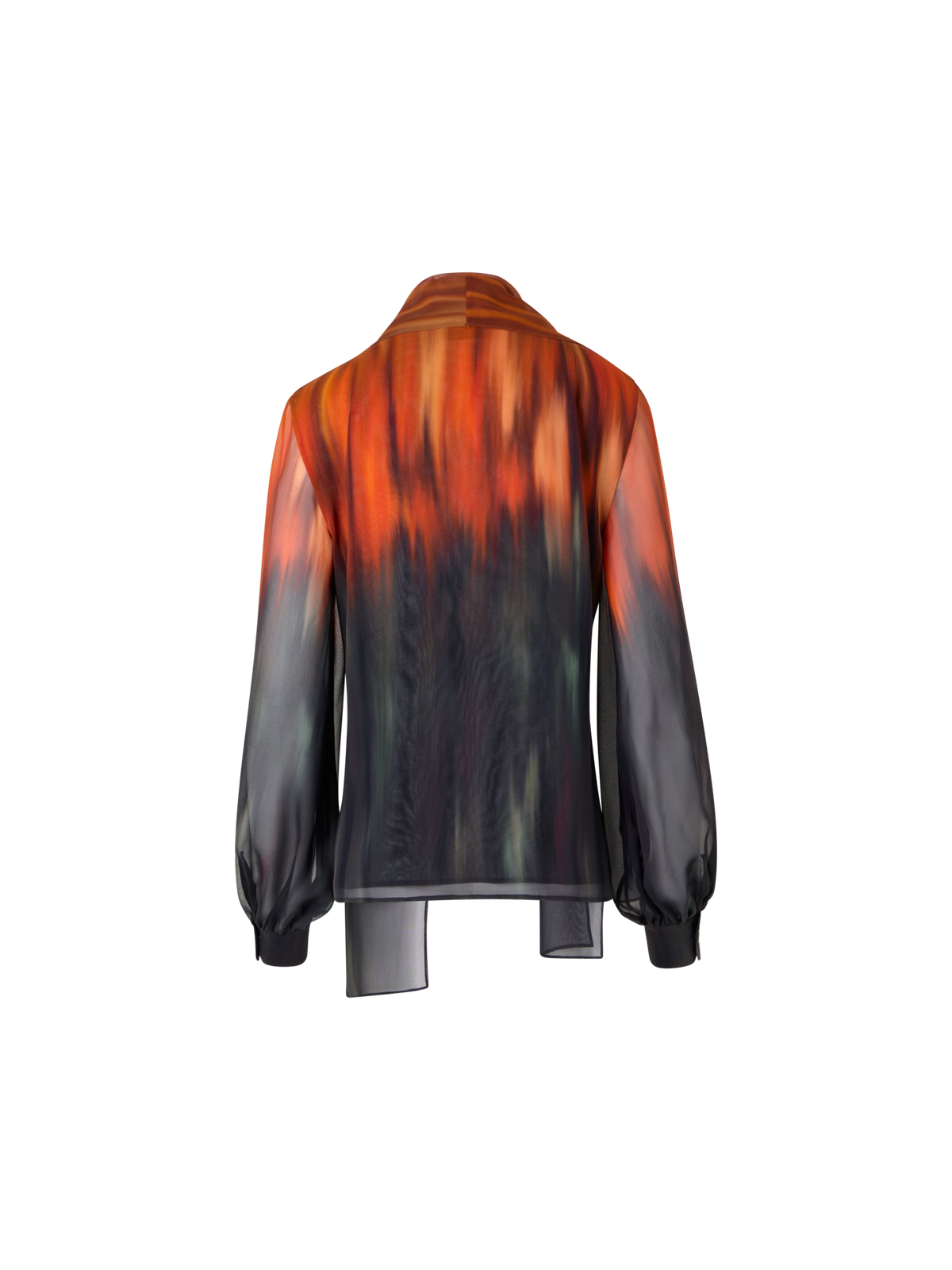 Designer Seidenbluse mit Fuego Negro Print und Schal - Bunt - Schwarz - Orange - Rot