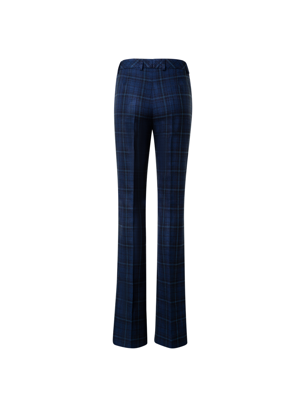 Designer Leicht Karo-Schlaghose aus Seiden-Baumwolle - Dunkelblau - Blau