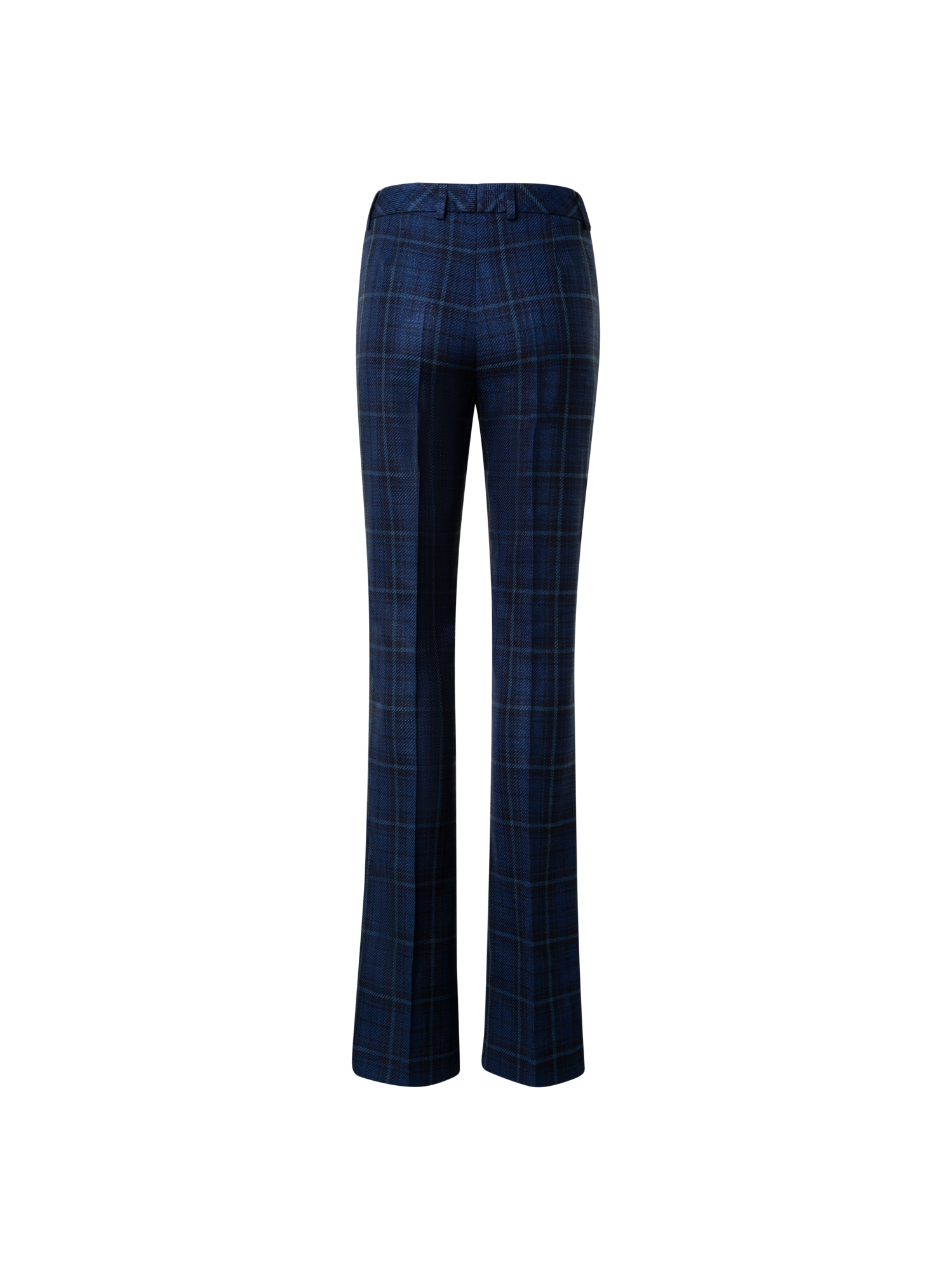 Designer Leicht Karo-Schlaghose aus Seiden-Baumwolle - Dunkelblau - Blau
