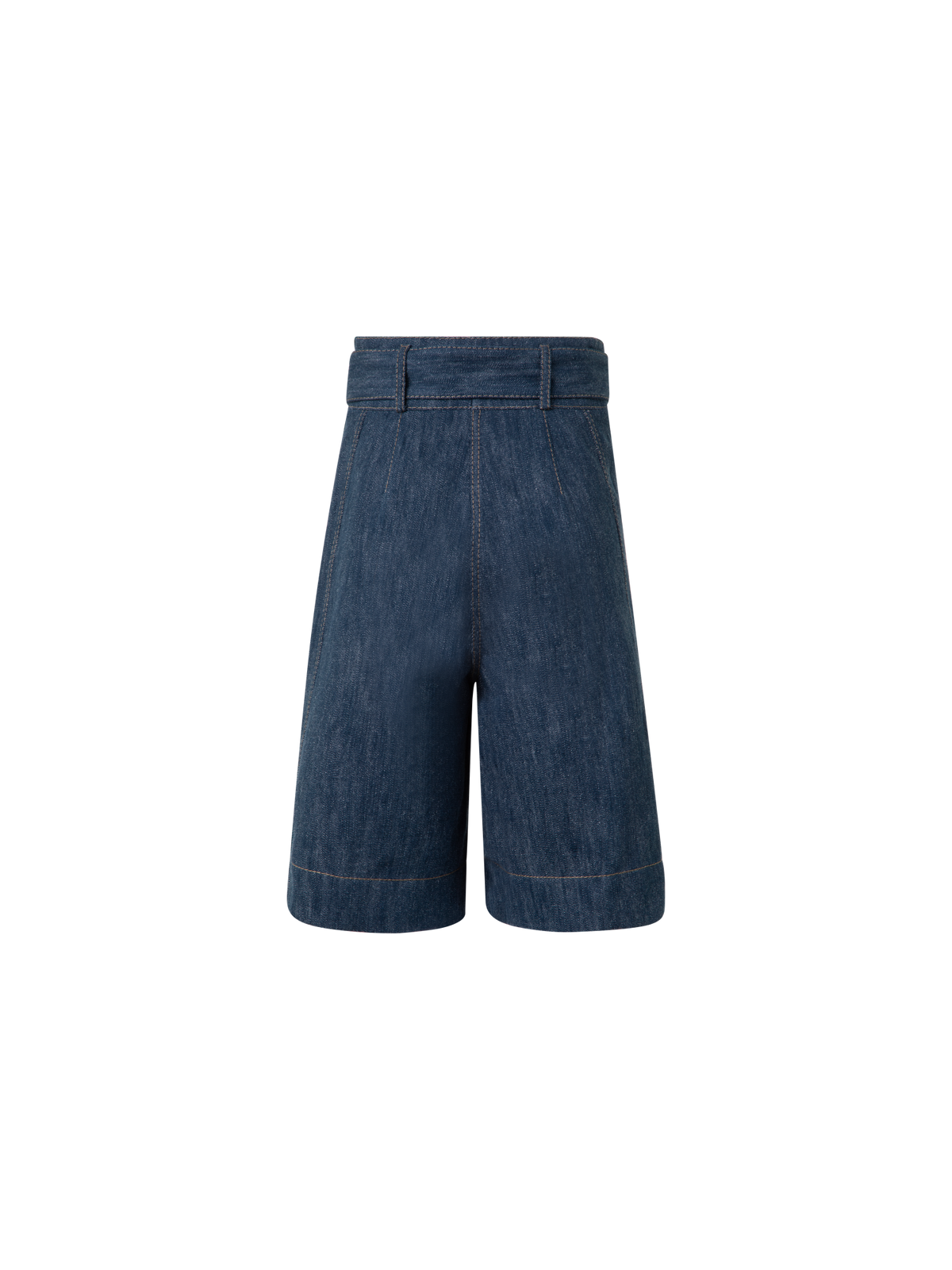 Designer Weite Bermudashorts aus Baumwoll-Woll-Denim - Dunkelblau - Blau