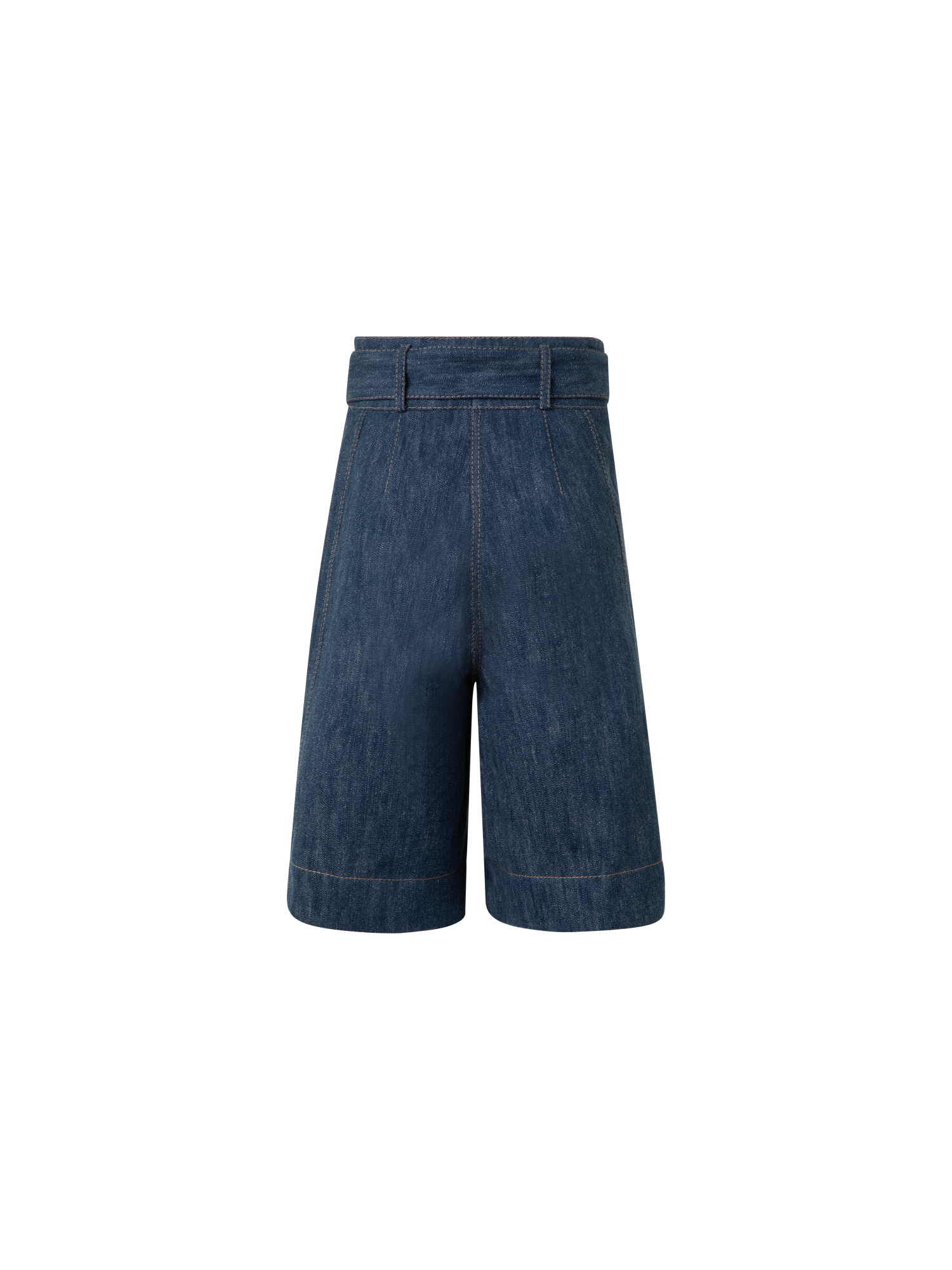 Designer Weite Bermudashorts aus Baumwoll-Woll-Denim - Dunkelblau - Blau