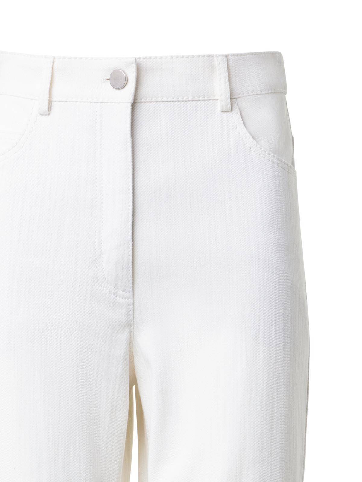 Designer Gerade Hose aus Baumwoll-Stretch-Denim - Ecru - Weiss