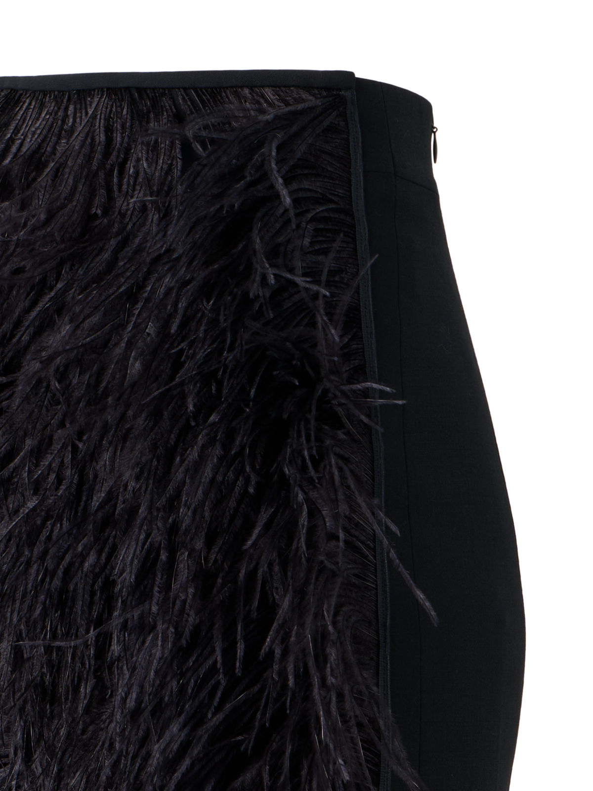 Designer Woll Doubleface Feathered Pencil Skirt - Schwarz