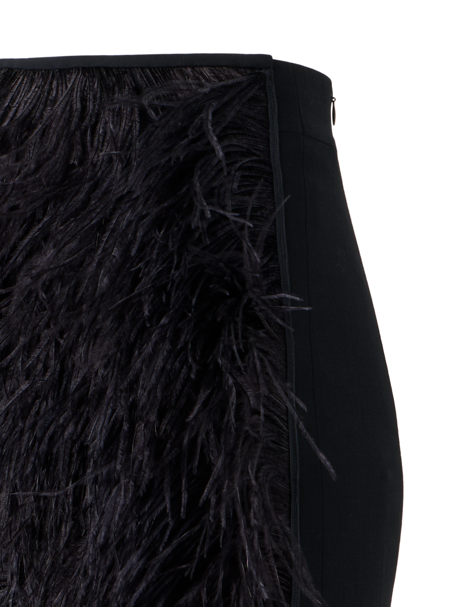 Designer Woll Doubleface Feathered Pencil Skirt - Schwarz