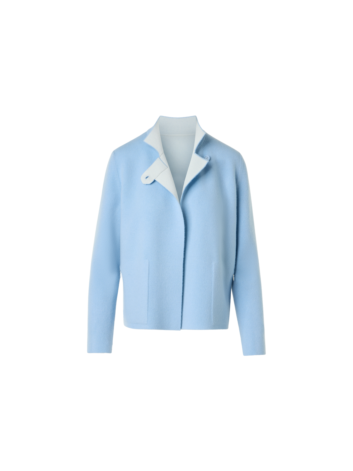 Designer Wendejacke aus Kaschmir-Doubleface - Blau - Ecru