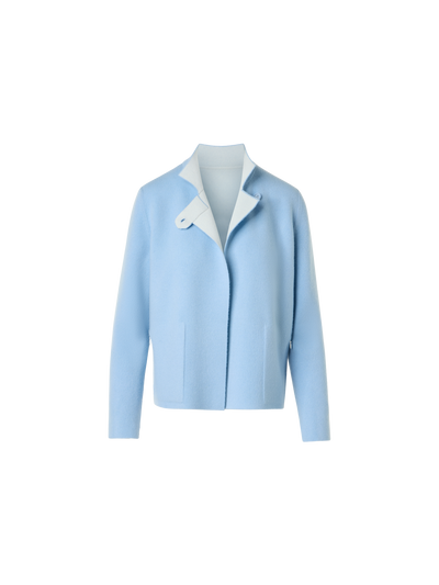 Designer Wendejacke aus Kaschmir-Doubleface - Blau - Ecru