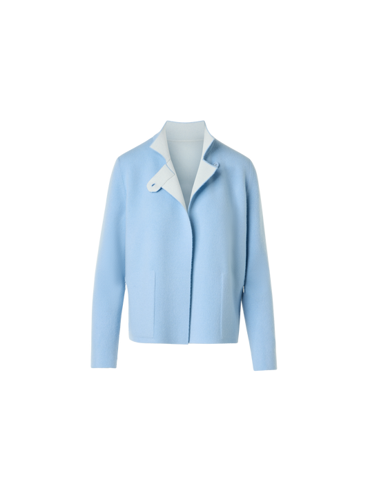 Designer Wendejacke aus Kaschmir-Doubleface - Blau - Ecru