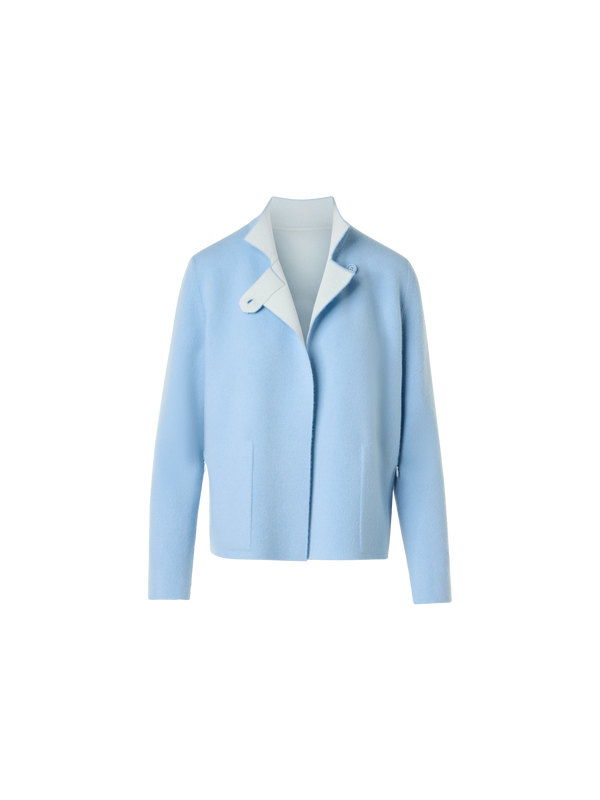 Designer Wendejacke aus Kaschmir-Doubleface - Blau - Ecru