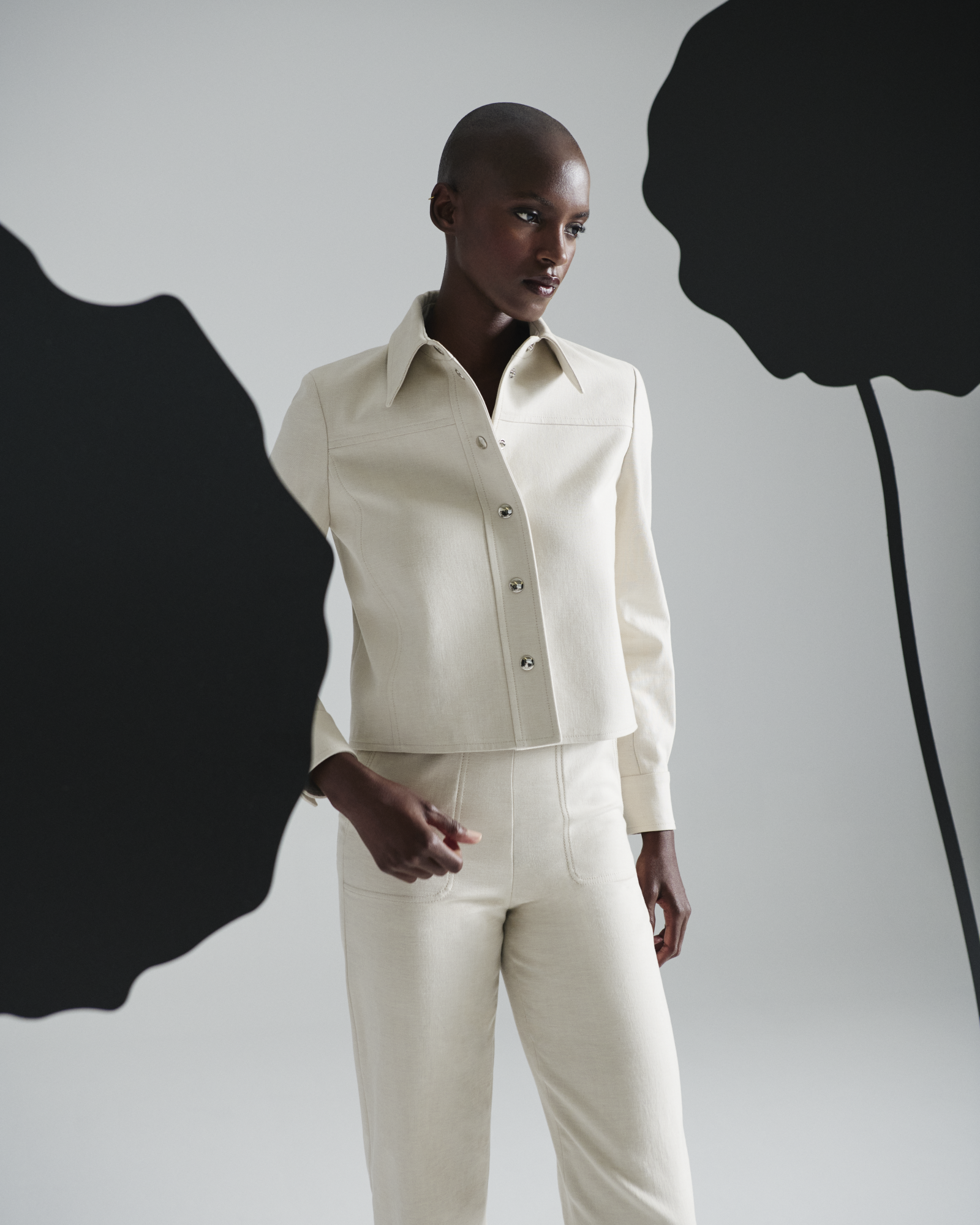 Designer Knöchellange Hose aus Baumwoll-Denim-Stretch - Beige 