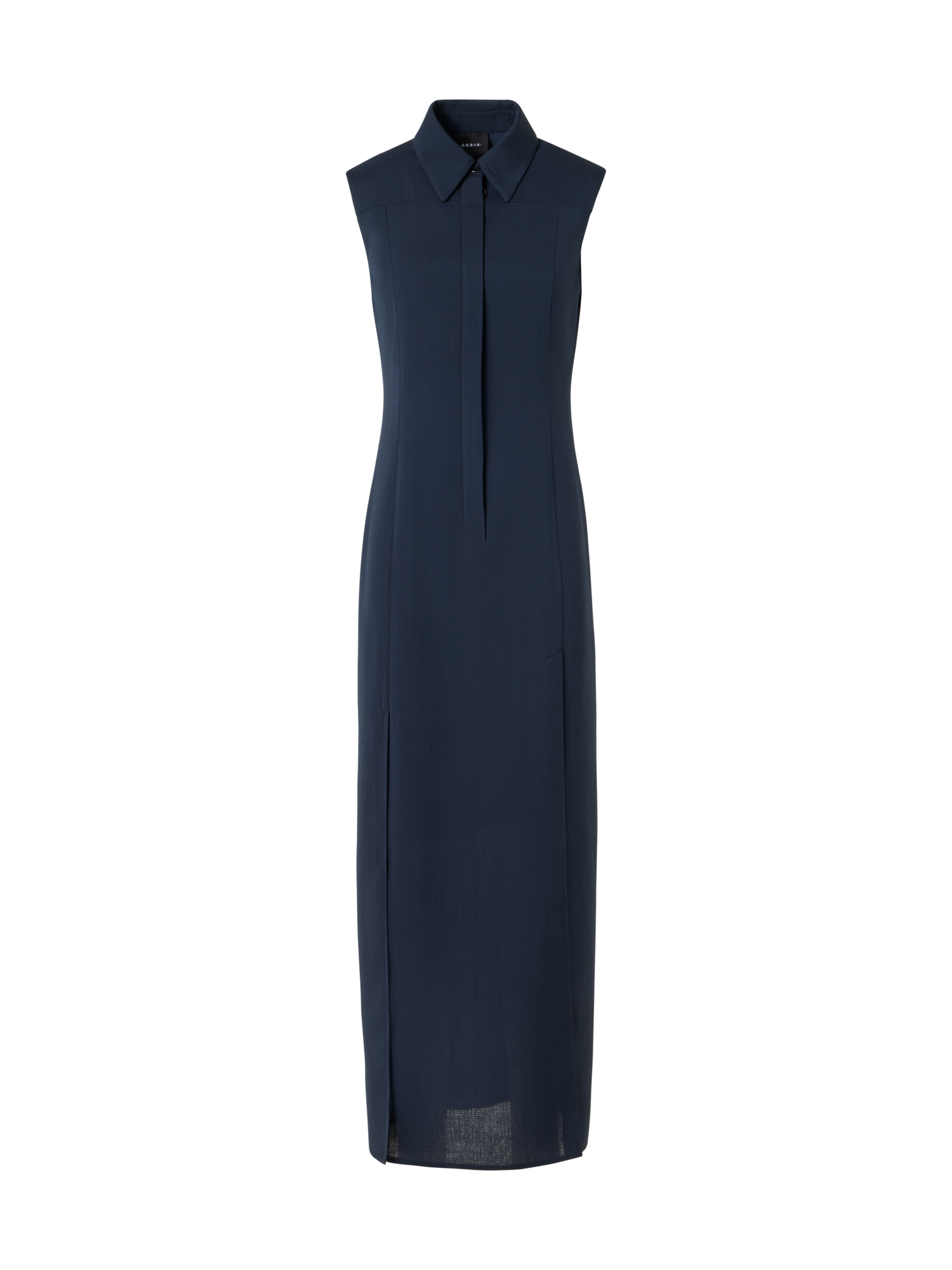 Designer Ärmelloses Midi-Hemdblusenkleid - Blau