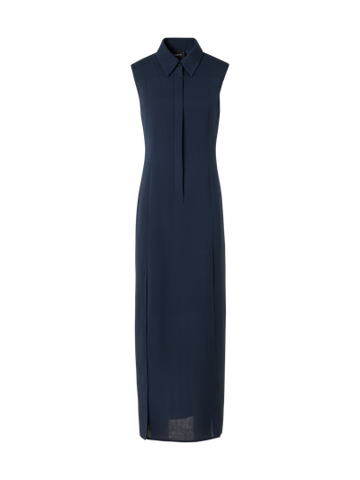 Designer Ärmelloses Midi-Hemdblusenkleid - Blau