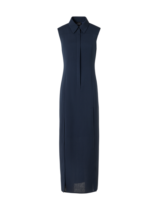 Designer Ärmelloses Midi-Hemdblusenkleid - Blau