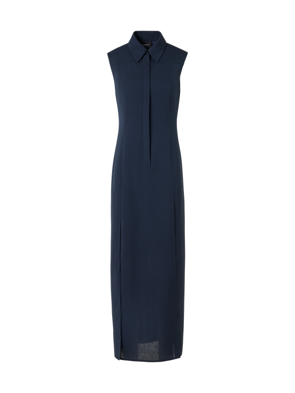 Designer Ärmelloses Midi-Hemdblusenkleid - Blau
