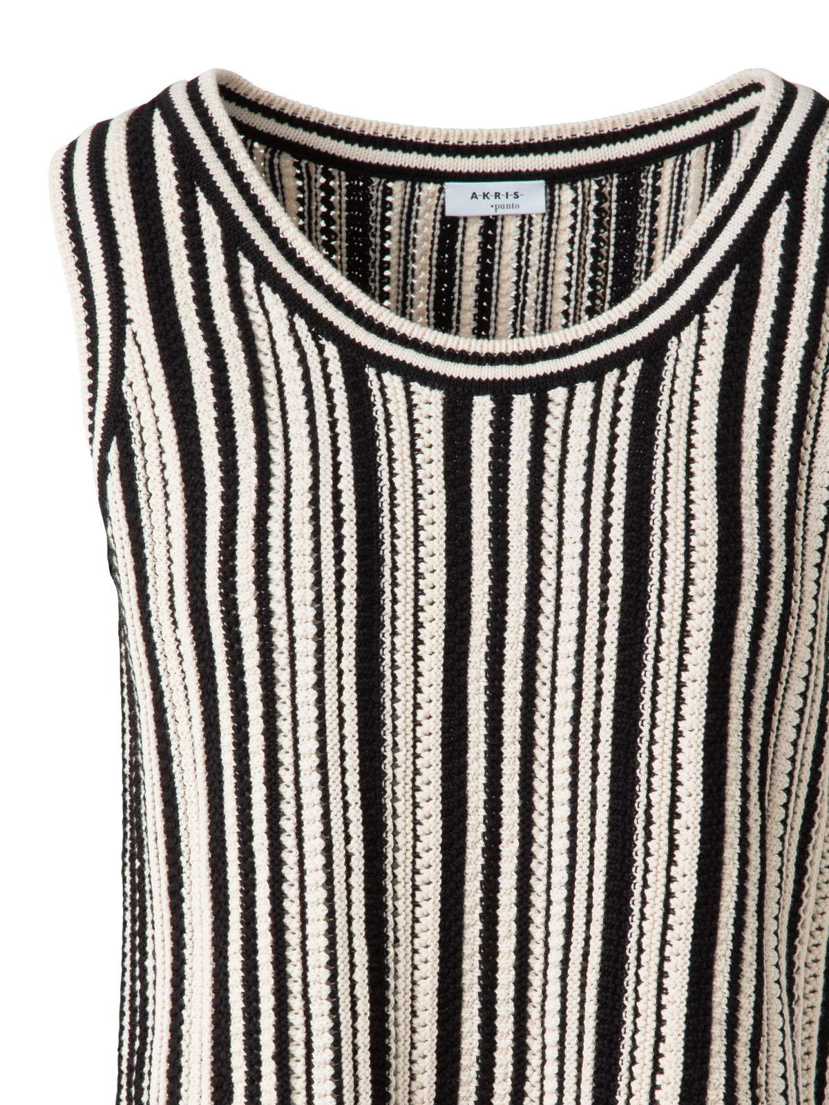 Designer Cropped Chunky Knit Top aus Baumwolle - Schwarz - Bunt - Beige