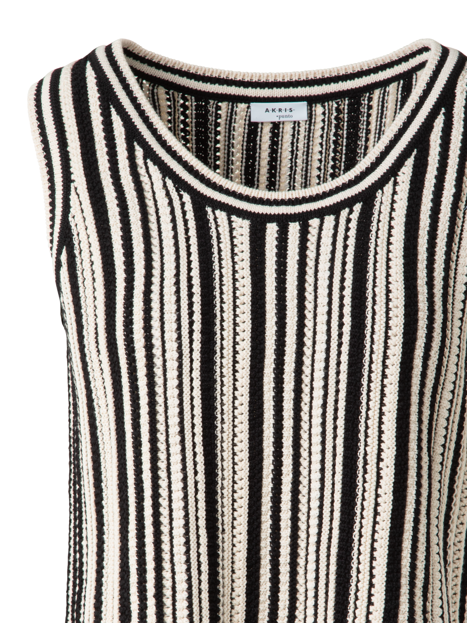 Designer Cropped Chunky Knit Top aus Baumwolle - Schwarz - Bunt - Beige