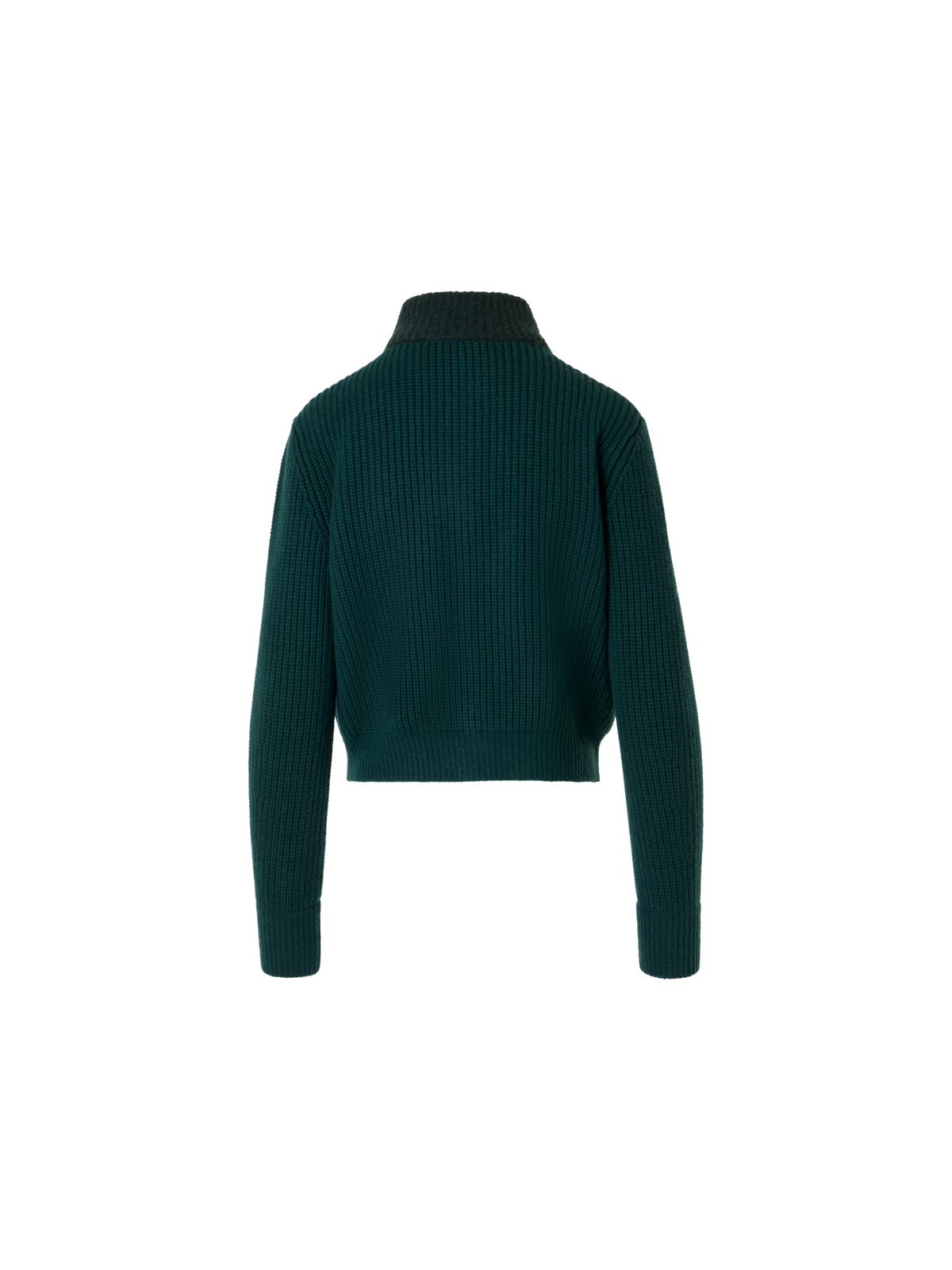 Designer Kurzer Cardigan aus Wolle-Kaschmir mit Bouclé-Kragen - Grün