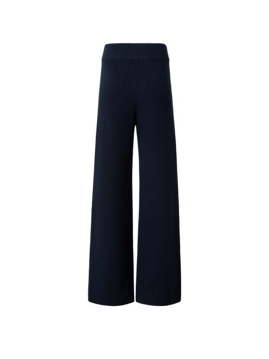 Designer Weite Strickhose aus Woll-Kaschmir-Mischung - Dunkelblau - Blau