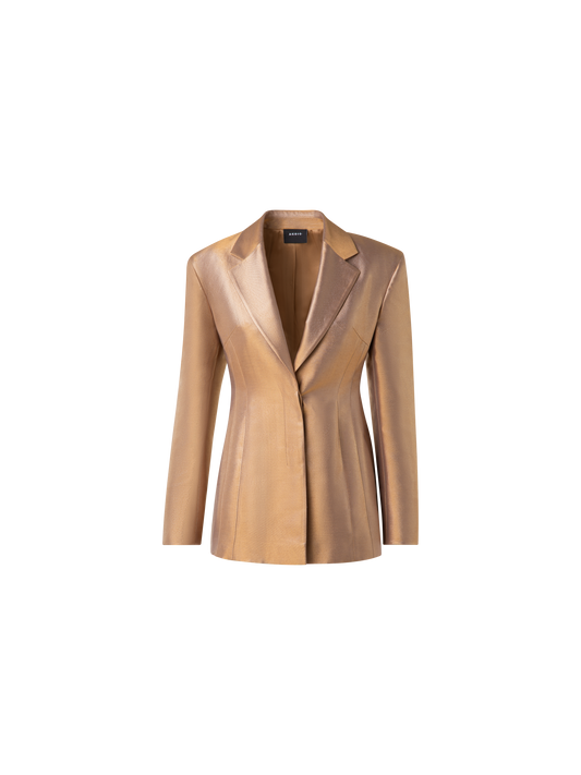 Designer Taillierte einreihige Jacke aus goldenem Lurex - Gold
