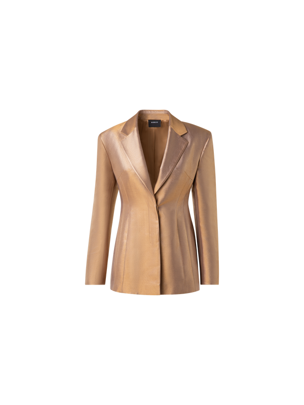 Designer Taillierte einreihige Jacke aus goldenem Lurex - Gold