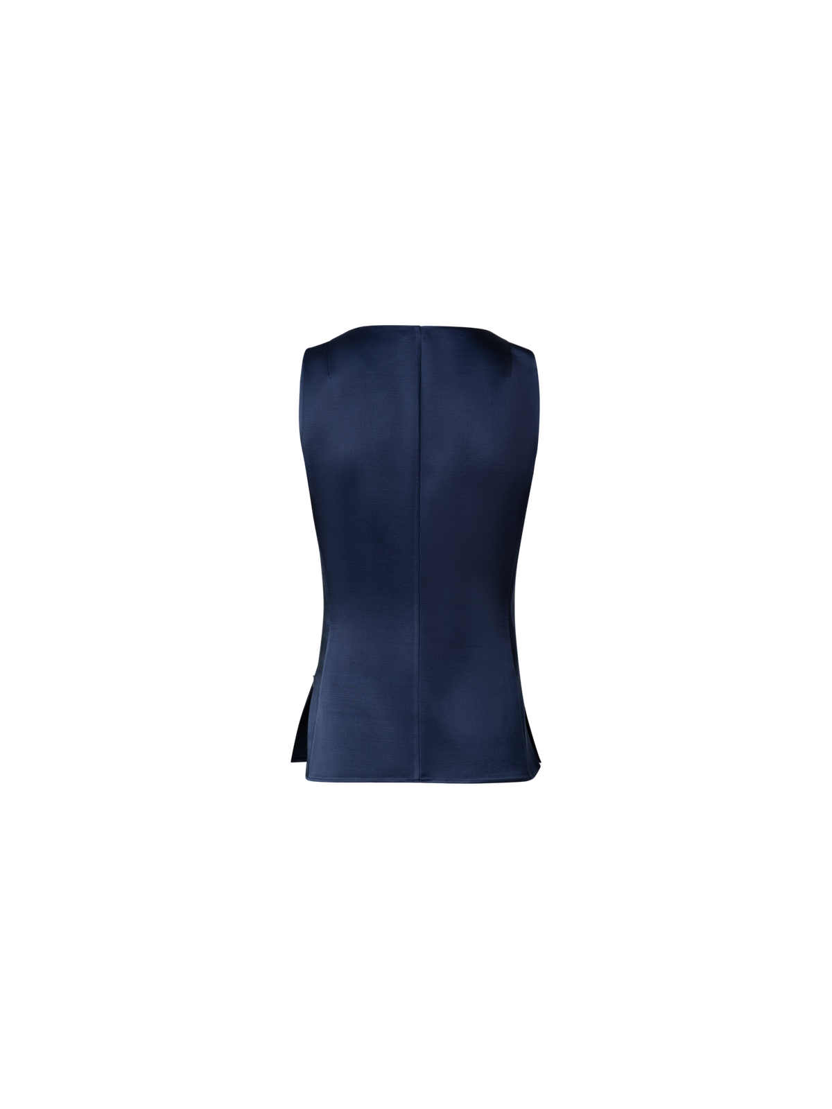 Designer Ärmellose Satin-Bluse aus Wolle - Dunkelblau - Blau