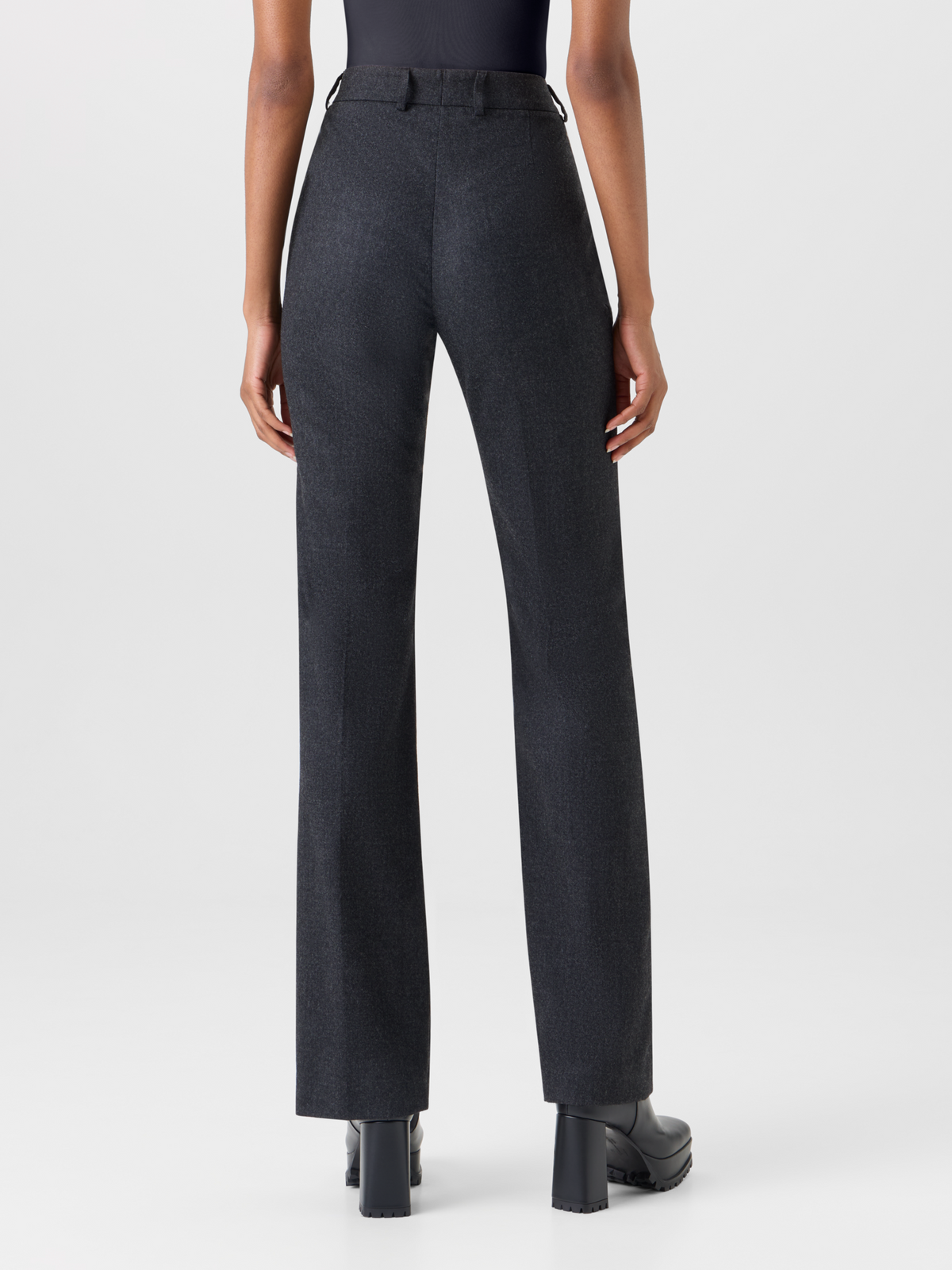 Designer Bootcut Hose aus Woll-Stretch-Flanell - Grau 