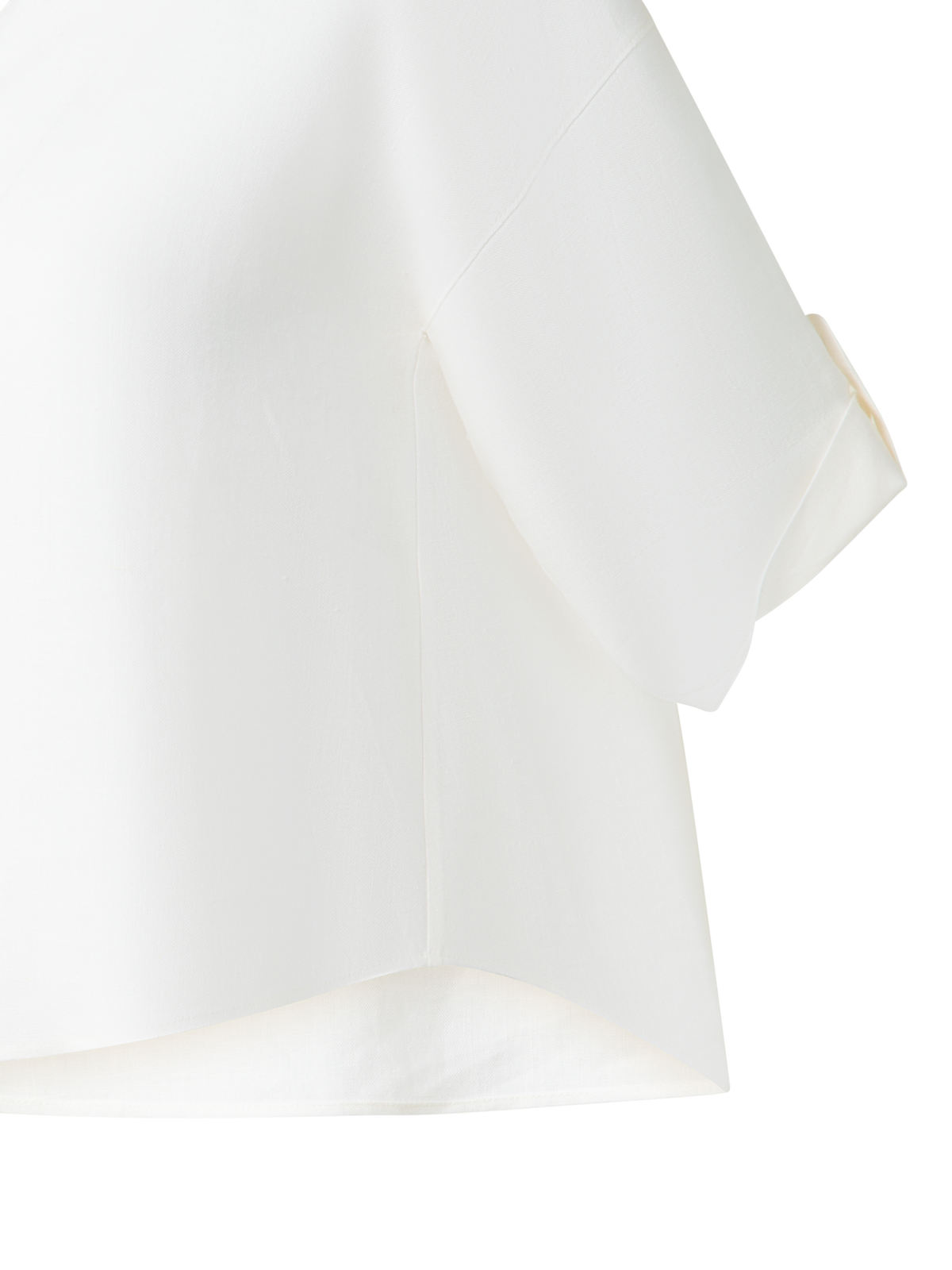 Designer Cropped-Bluse aus gewaschenem Leinen - Ecru - Weiss