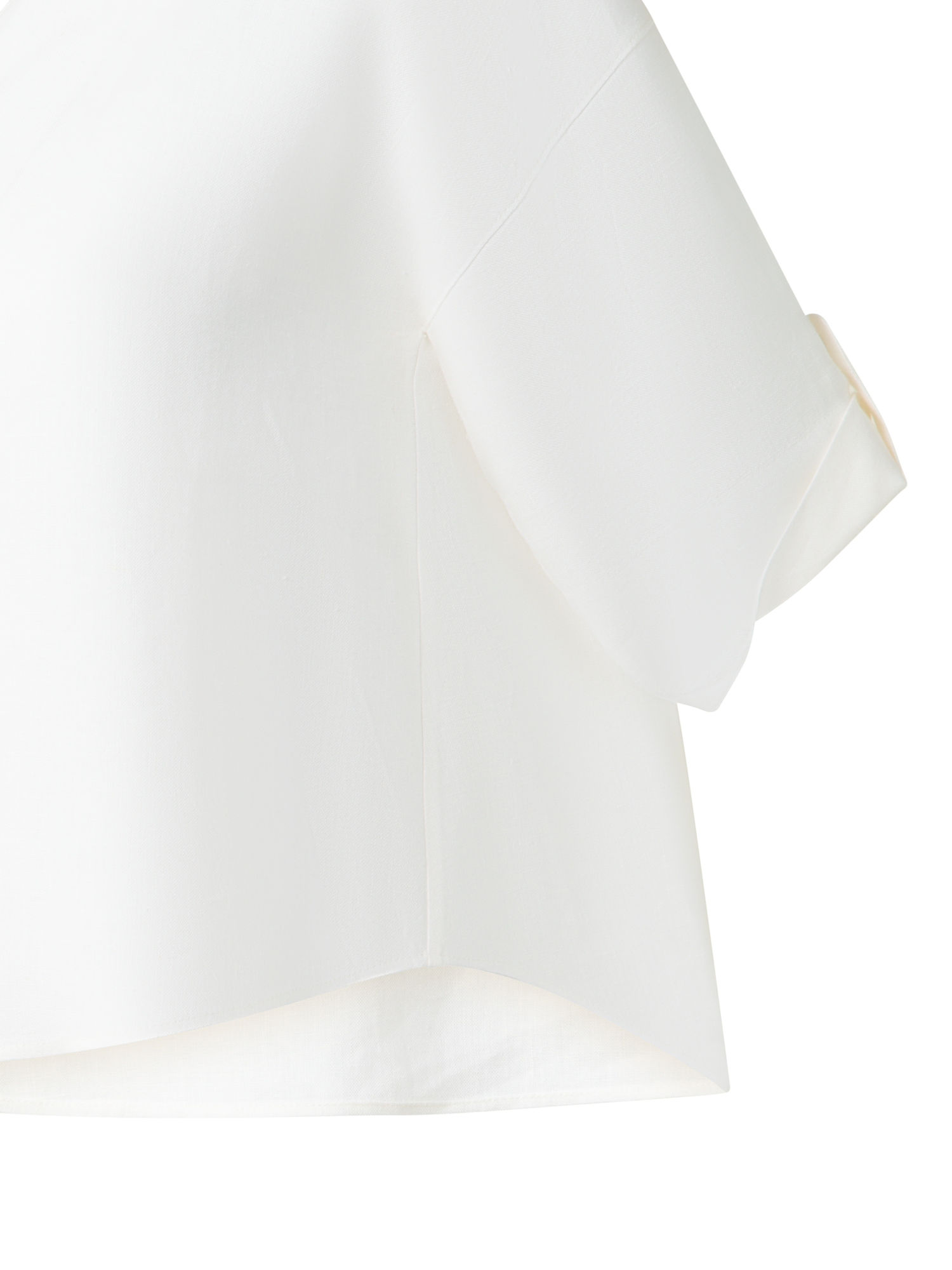 Designer Cropped-Bluse aus gewaschenem Leinen - Ecru - Weiss