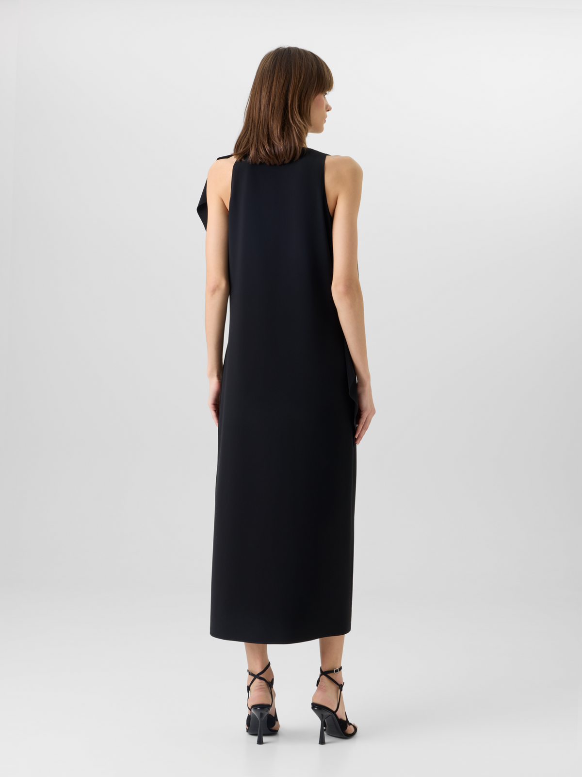 Designer Ärmelloses Midi-Kleid mit Papercut Flower Applikation - Schwarz #editorial