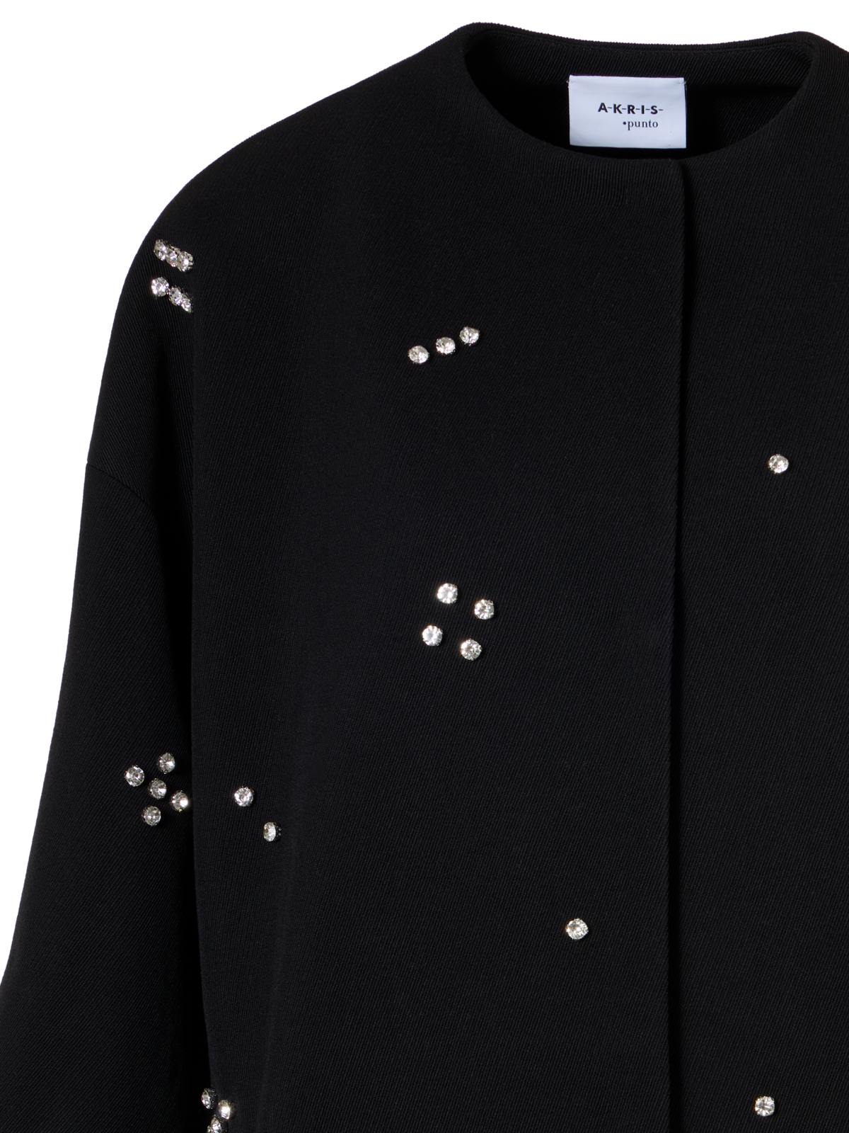 Designer Car Coat mit Diamond Dice Dot Verzierung - Schwarz
