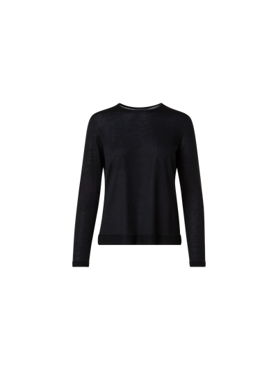 Designer Nahtloser Pullover aus Kaschmir und Seide - Schwarz
