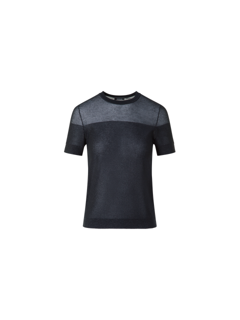 Baumwoll-T-Shirt mit transparentem Netz-Lurex