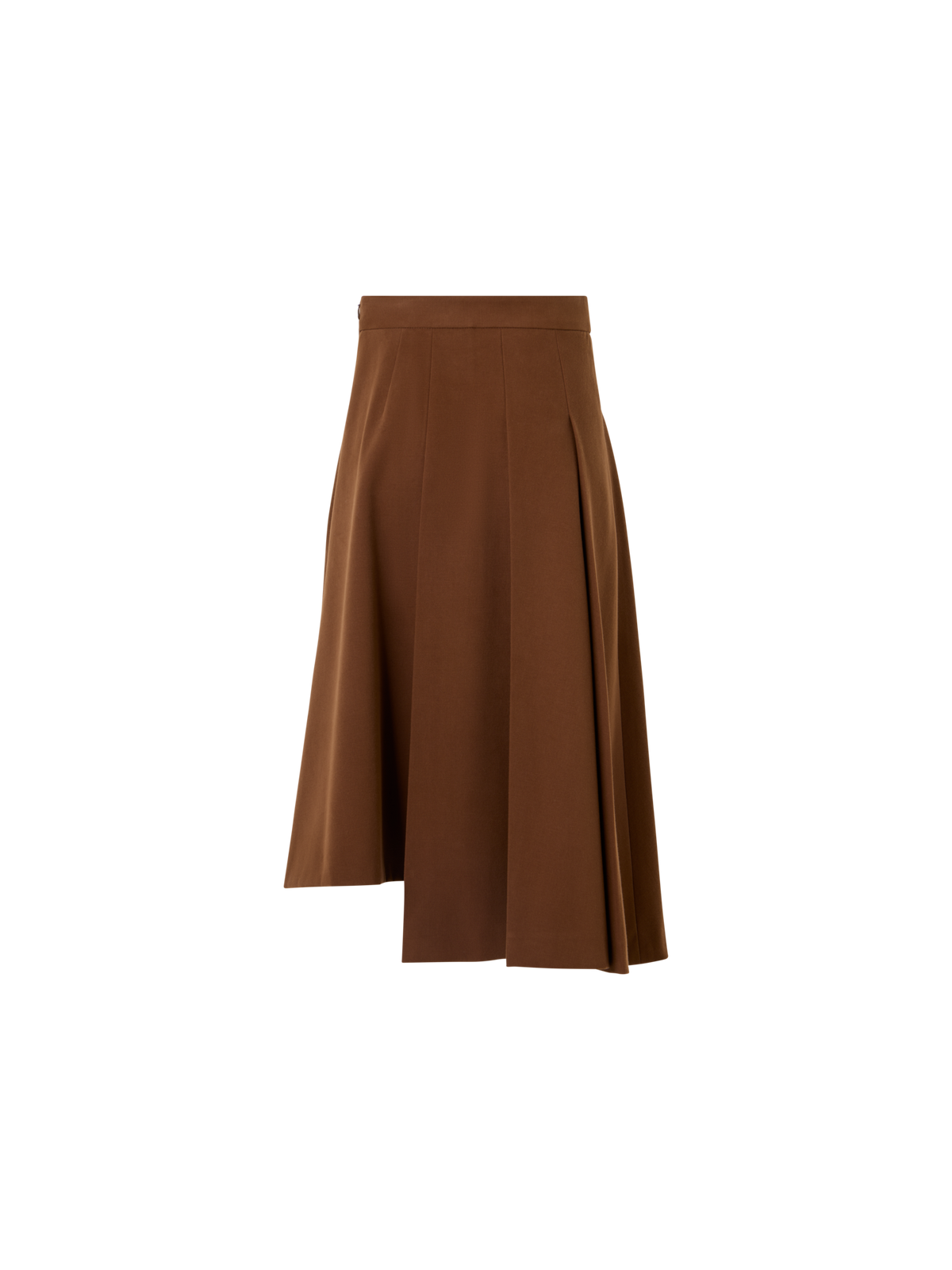 Designer Midirock aus Baumwoll-Woll-Gabardine mit Seitenfalten - Braun