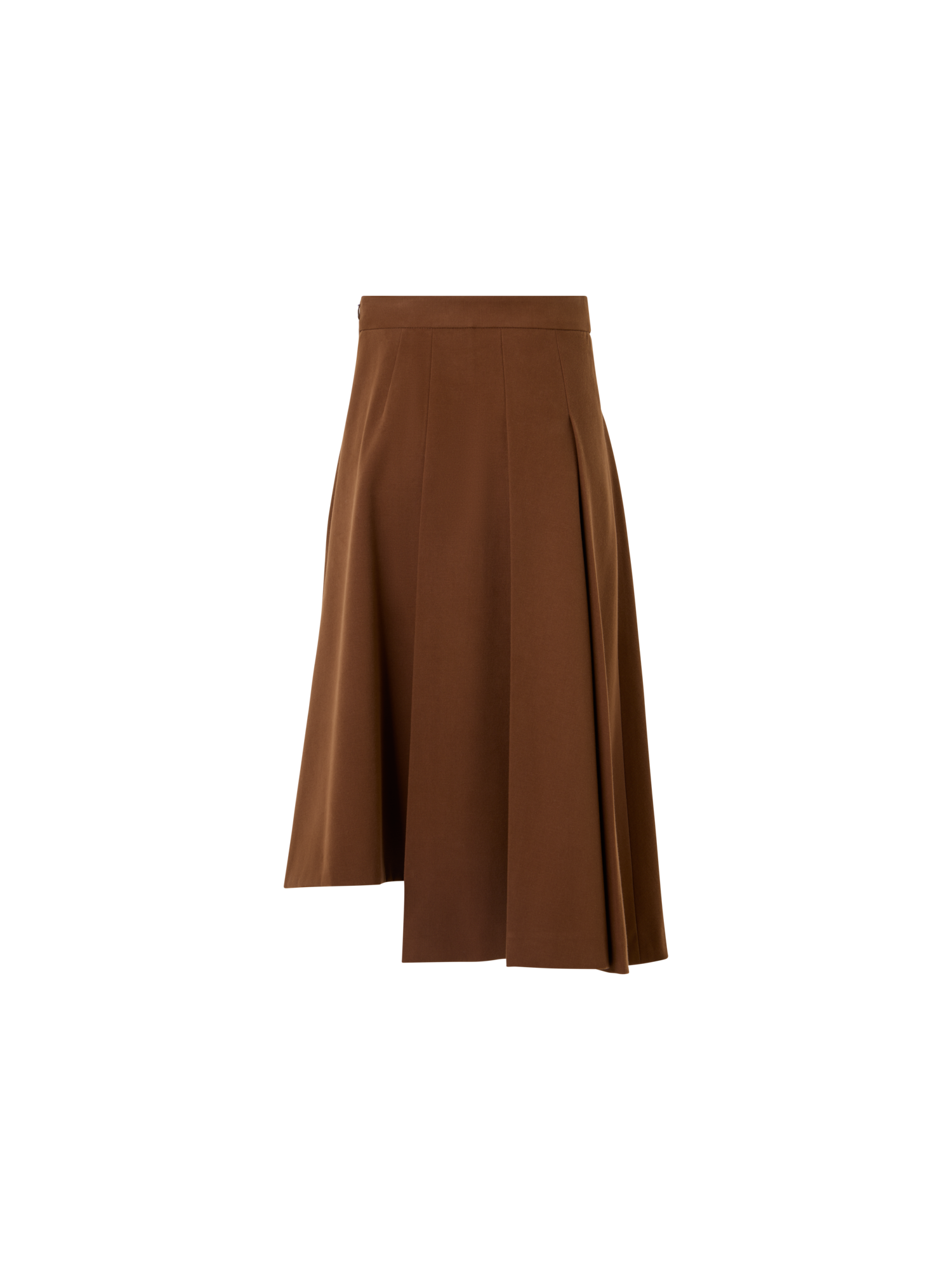 Designer Midirock aus Baumwoll-Woll-Gabardine mit Seitenfalten - Braun