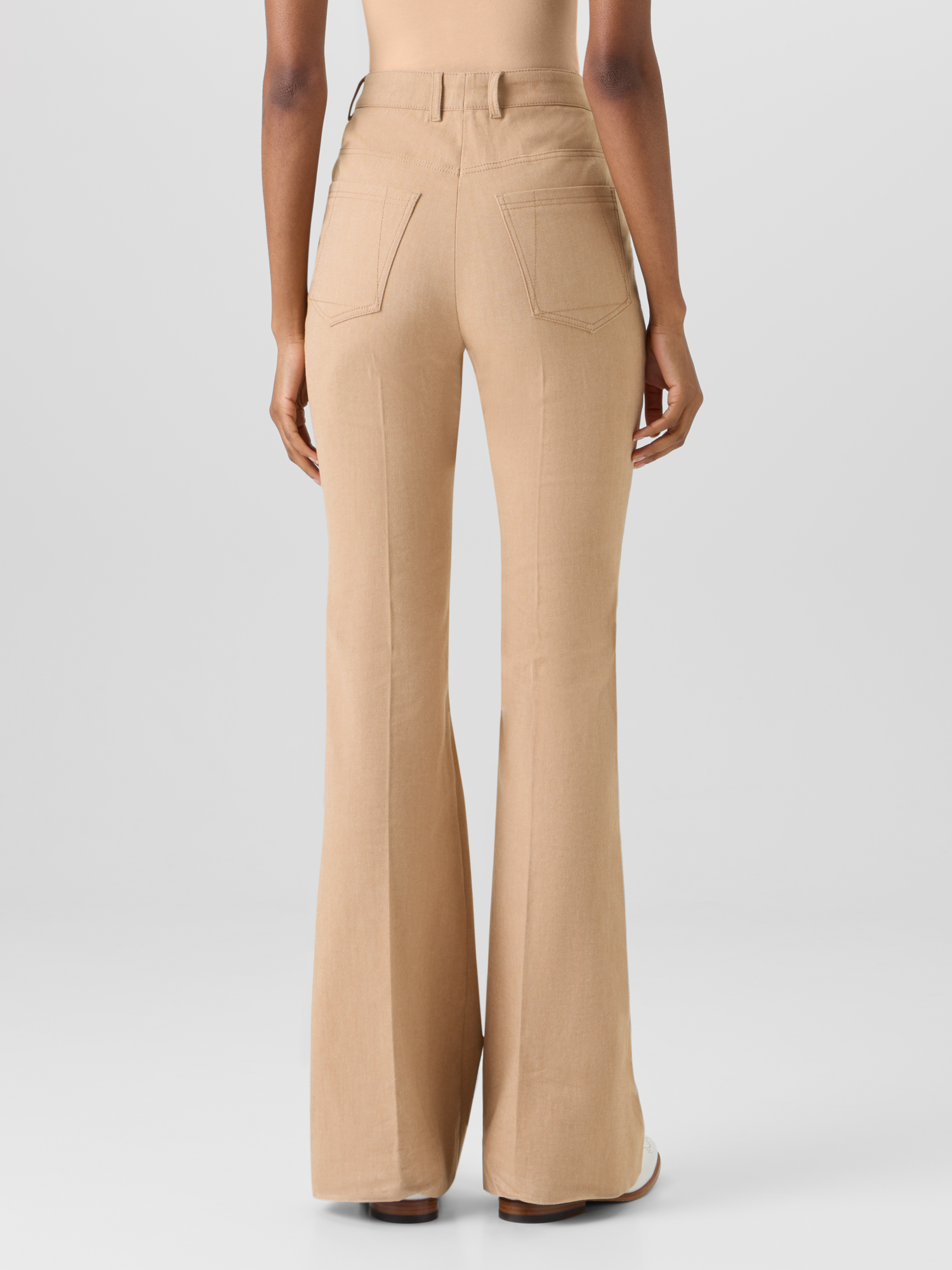 Designer Farid Bootcut Hose aus Stretch-Baumwoll-Denim - Beige 