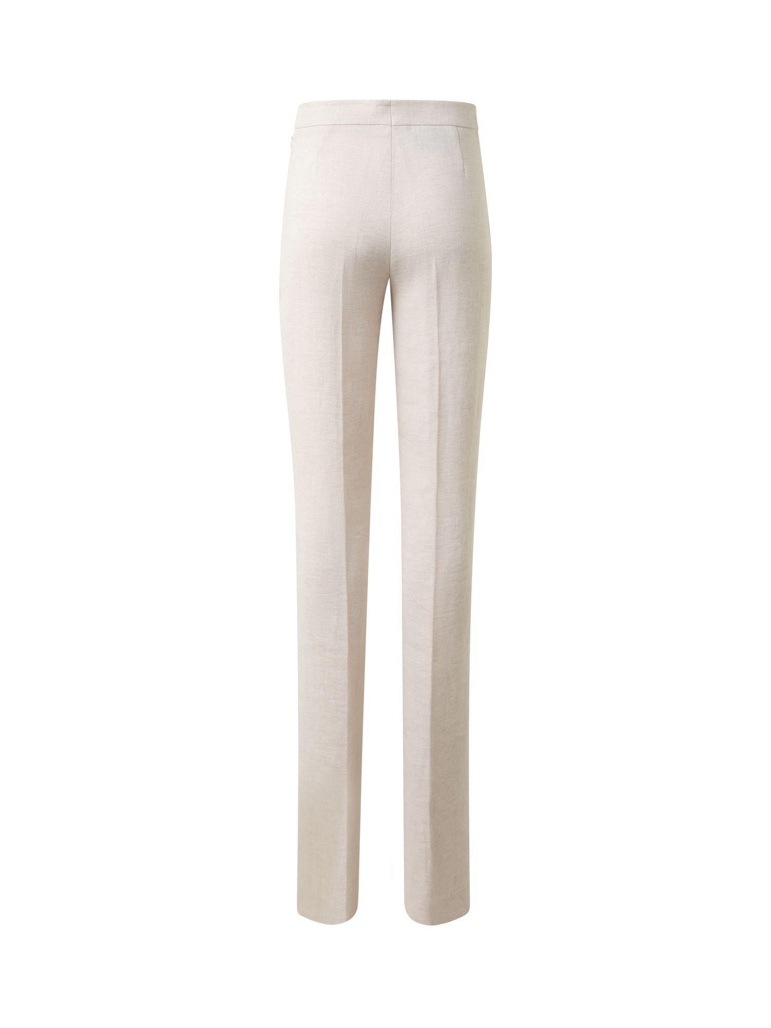 Designer Gerade Hose aus Leinen-Doubleface - Grau - Beige