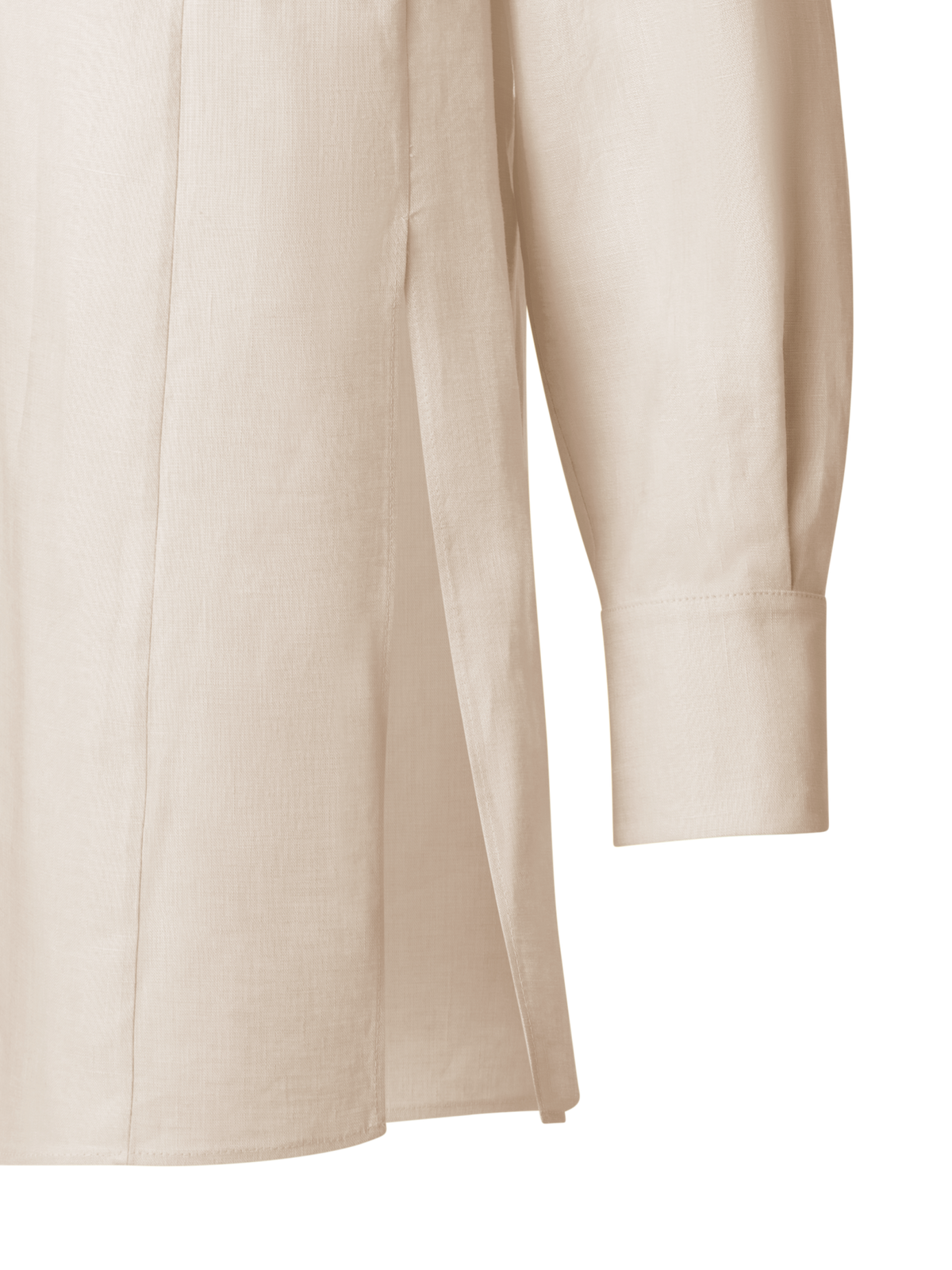 Designer Oversize Leinen-Tunika-Bluse - Beige